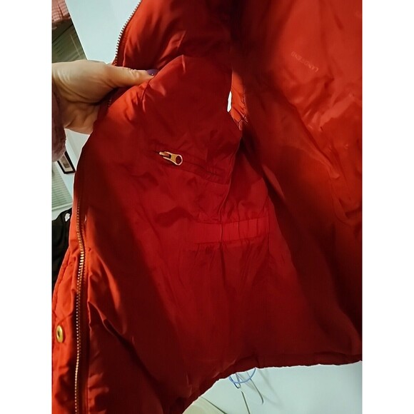 Lands End Womens sz Small Goose Down red Puffer Vest With Hood preppy outdoors - Picture 4 of 12